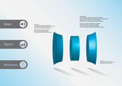 3d 图解信息模板与三变形的圆筒 horizontaly 安排