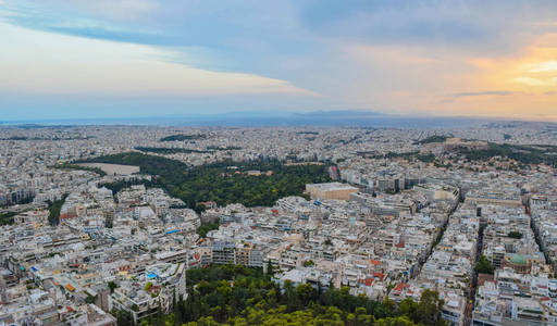 日落雅典城市景观