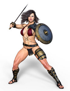 女性骑士女性骑士的三维CG渲染。