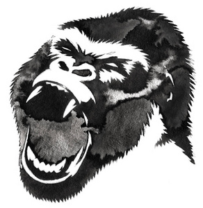 黑白单色画水墨画猴插图照片