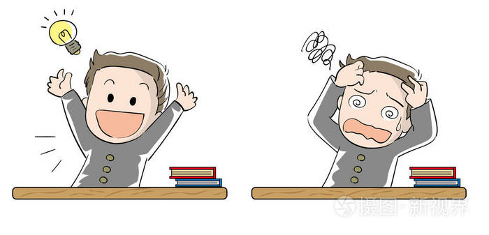 学生男孩设定成就和挫折插画-正版商用图片10ubqt-摄图新视界