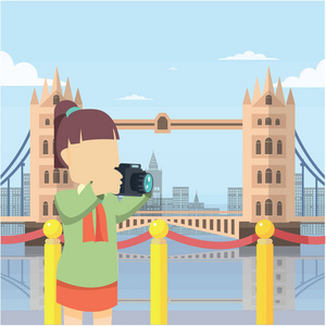 伦敦桥旅游矢量插图平面设计