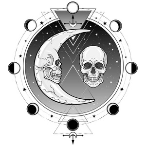神圣的几何. 炼金术魔法深奥的神秘学. 在白色背景上隔离的矢量插图.