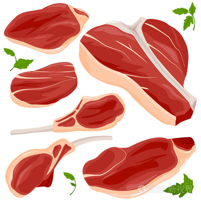 红色生肉和牛排向量收集插画-正版商用图片10uf2t-摄图新视界