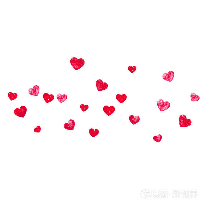 情人节背景粉红色闪光的心 2月14日日 矢量五彩纸屑的情人节背景模板 手绘纹理插画 正版商用图片10uh11 摄图新视界