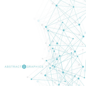 具有连接线和点的几何抽象背景。结构分子和通信。大数据可视化。医学, 科技, 科学背景。矢量插图