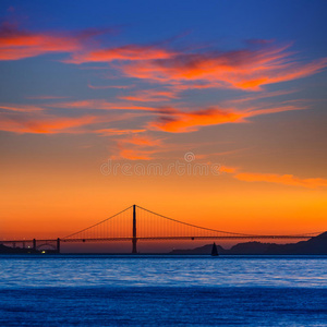 加利福尼亚旧金山金门大桥日落