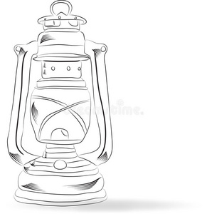 素描老煤油灯照片