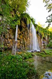 克罗地亚普里特维兹湖公园瀑布