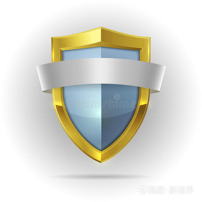 安全概念活力闪亮的绿色盾牌多彩卫士概念设计登录按钮带缎带的亮盾