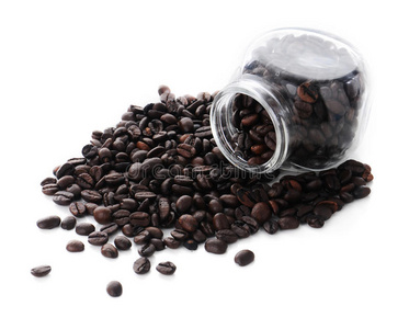 白底分离咖啡豆。
