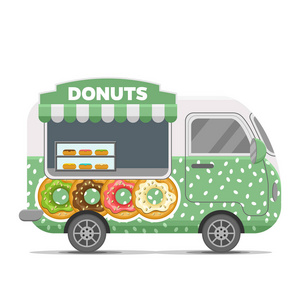 Donat 街食物矢量旅行车拖车