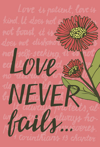手刻字爱永不失败与花