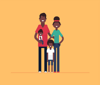 快乐非洲家庭现代平面设计风格插画