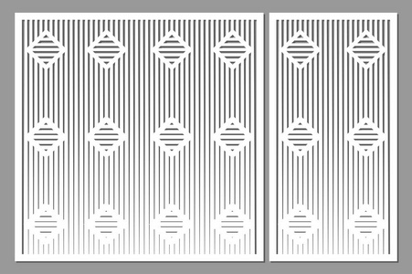 设置用于切削的模板。几何平方线图案。激光切割比率 11, 12。矢量插图