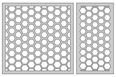 设置用于切削的模板。五角大楼的网格模式。激光切割比率 11, 12。矢量插图