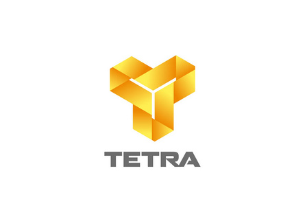 无限的三角形无限循环三角形t字母抽象标志设计矢量模板.