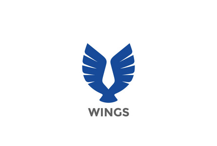 保护鸟协会标志设计鹰鸟翅膀抽象剪影标志设计模板照片