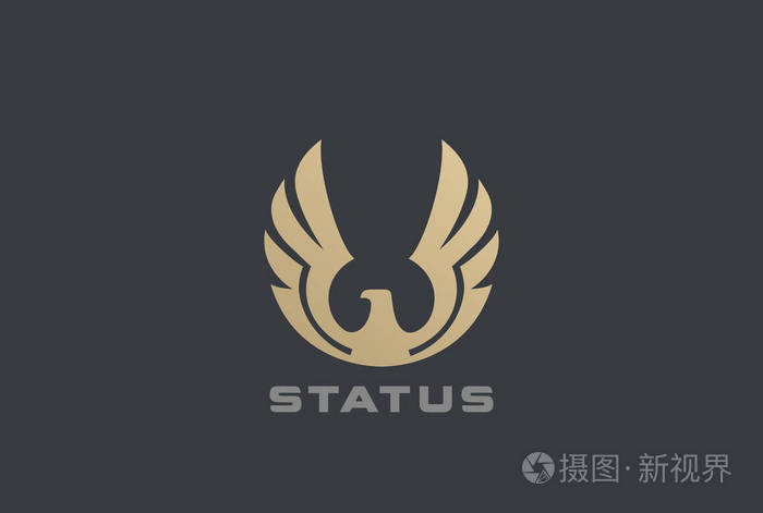 金鹰展翅标志设计矢量模板圆圈形状