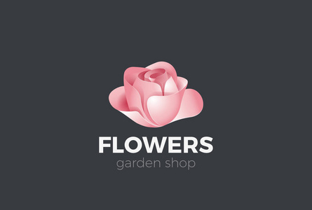 玫瑰花店花园抽象标志设计模板