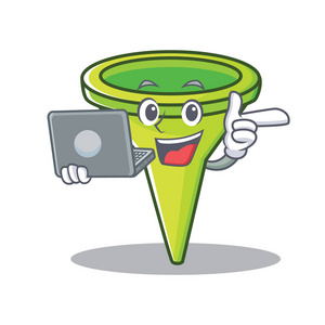 与笔记本电脑漏斗字符卡通风格照片