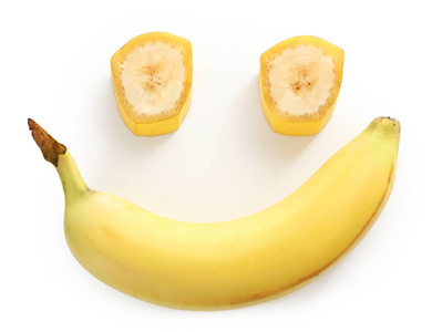 香蕉在白色背景上的微笑
