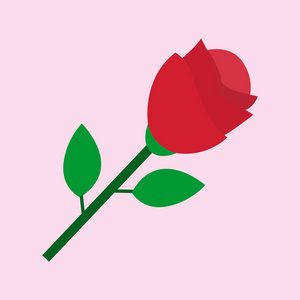 简单的红色玫瑰花矢量插图图形