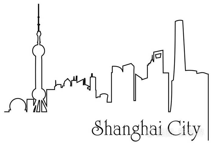 上海城市一线画抽象背景