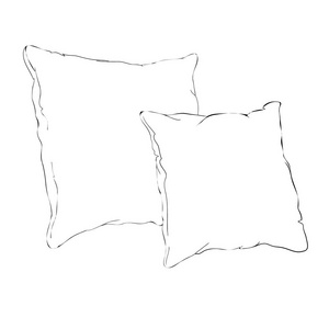 枕头, 艺术, 枕头隔离, 白衣的素描矢量插图