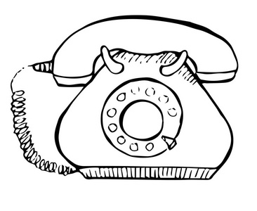草绘的孤立的白色背景上的复古电话。矢量图