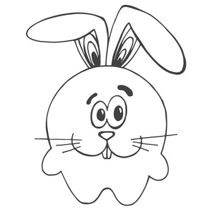 可爱的卡通兔子，兔子孤立在白色背景上。在素描风格的矢量图