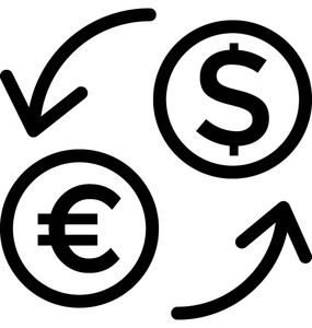 货币兑换平面矢量图标
