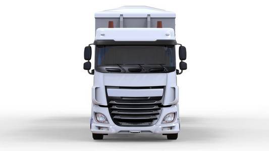大白色卡车与分开的拖车, 为运输农业和大厦散装材料和产品。3d 渲染