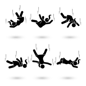 飞人图标的不同位置在白色上设置符号姿势照片