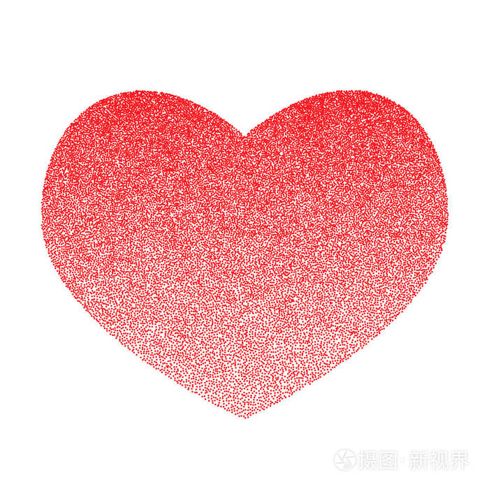 红色矢量心由许多小圆圈组成石墨材质