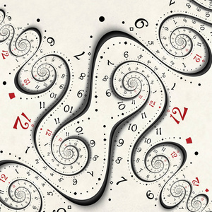 时钟模式抽象的现代白色超现实螺旋时钟分形扭曲手表不寻常的抽象纹理