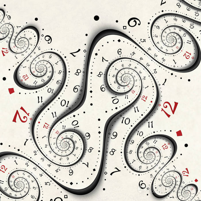 抽象纹理背景高分辨率时钟模式时尚时钟时间螺旋效应分形重复时钟螺旋