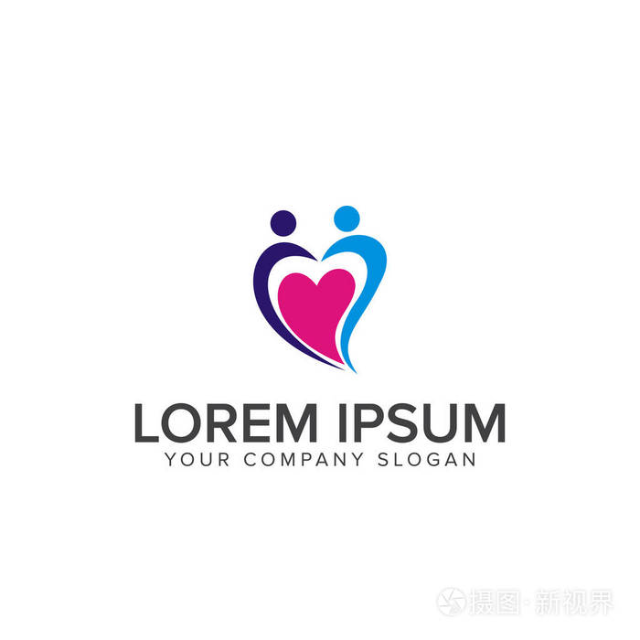 人们有帮助的支持徽标.家庭护理标志设计理念