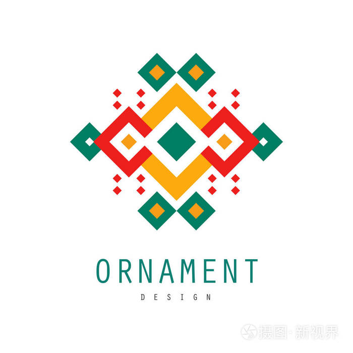 装饰标志设计, 几何形状华丽图案, 装饰抽象徽章, 彩色模板标签矢量