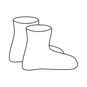 橡胶靴轮廓, 卡通简单的 gumboots 隔离在白色