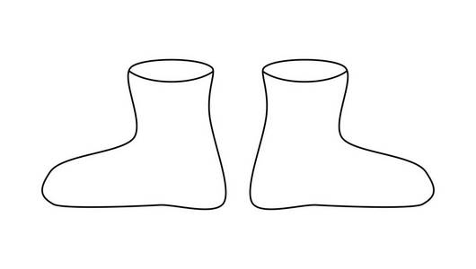 橡胶靴轮廓, 卡通简单的 gumboots 隔离在白色照片