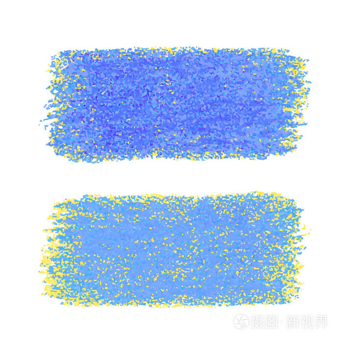 白色背景上的蓝色蜡笔涂抹纹理污点
