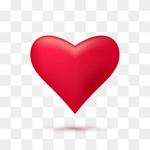柔软的红色心脏，透明的背景。 矢量插图