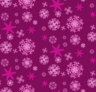 s, festive unique pink and purple snowflakes of different shapes