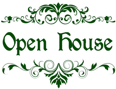 绿色框架与开放房子文本