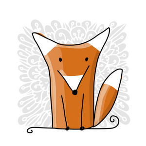 可爱的红色狐狸, 草图为您的设计