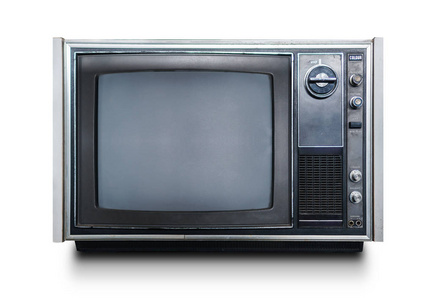 老式电视被隔绝在白色背景上