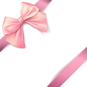 粉红色的蝴蝶结包装礼物。现实主义矢量插图