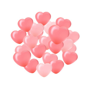 情人节快乐贺卡。3d 红色和粉红色的气球在 f