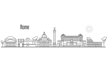 罗马与梵谛冈城市地平线地标性的风景线